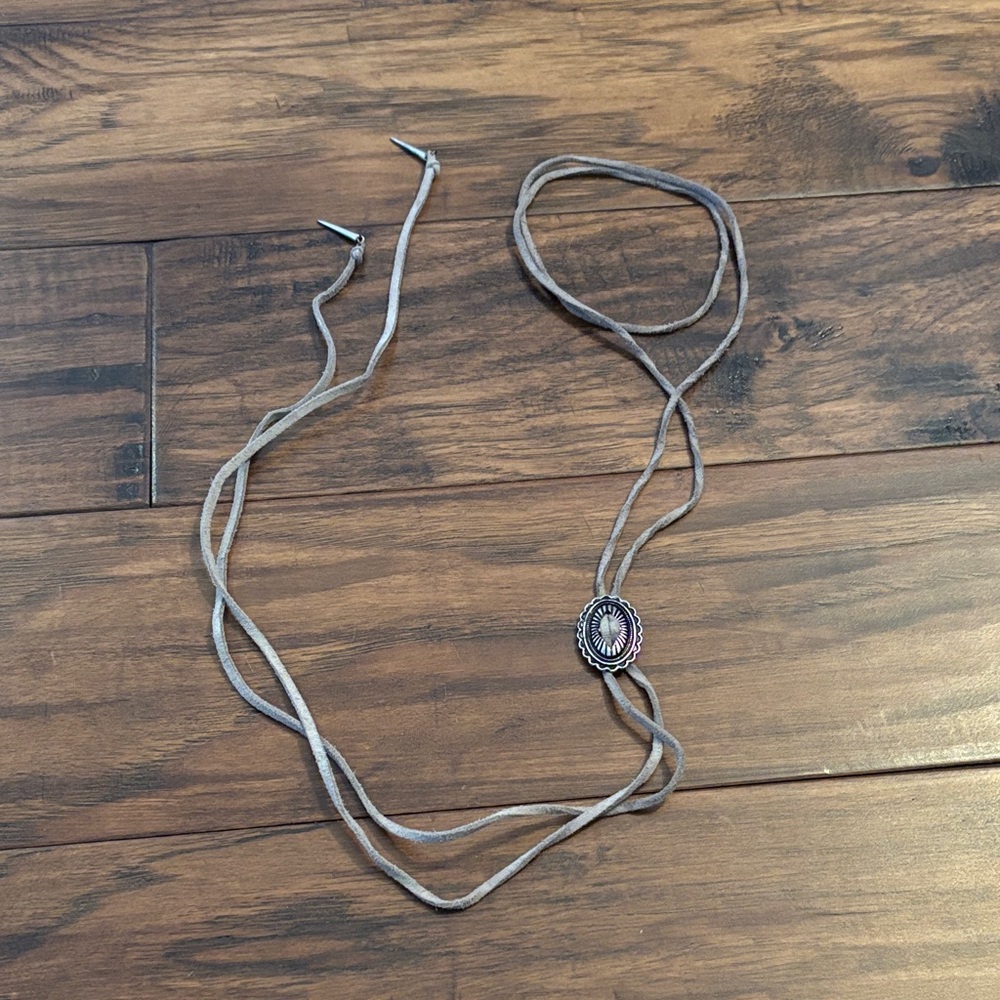 Elegant grey Bolo Tie Necklace
